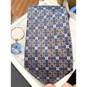 St Patrick's Cathedral Dublin Men's Silk Tie Gift Set Key Ring Blue Gold